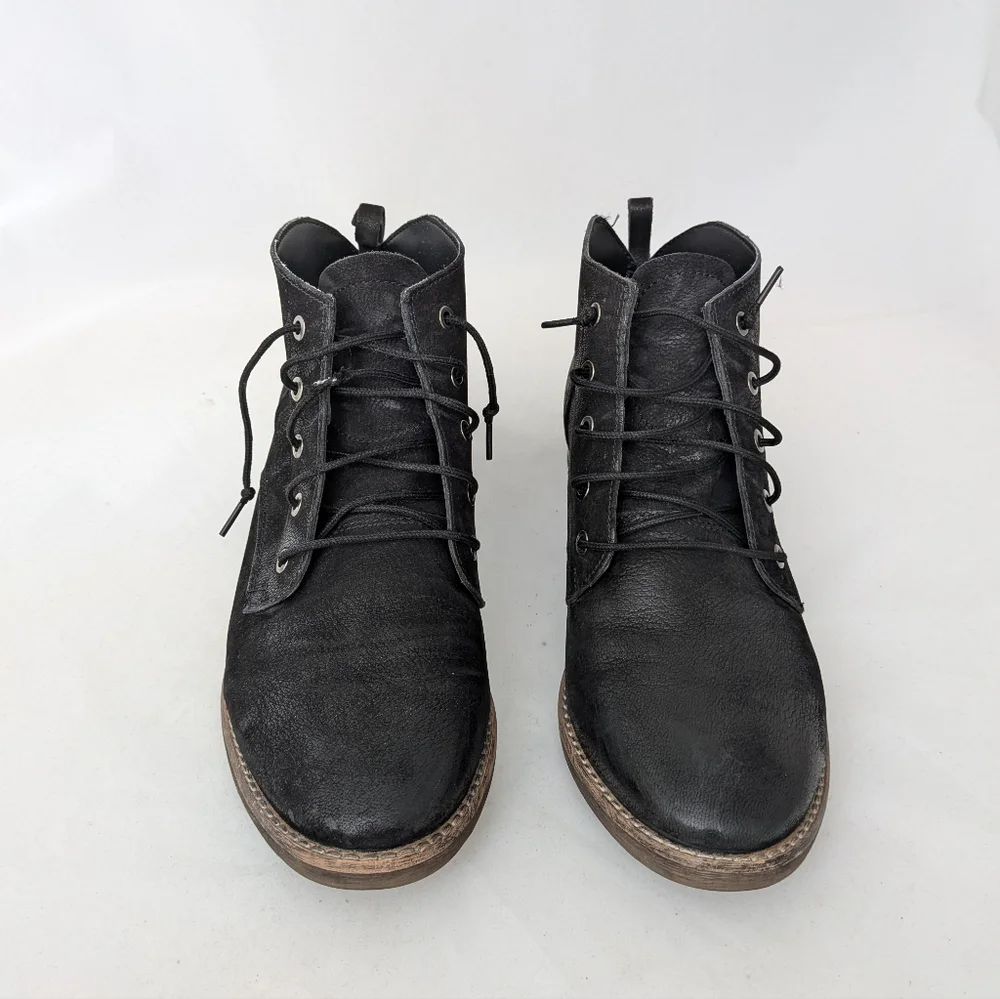 Black Women's Lace-Up Ankle Boots - Picture 2 of 7